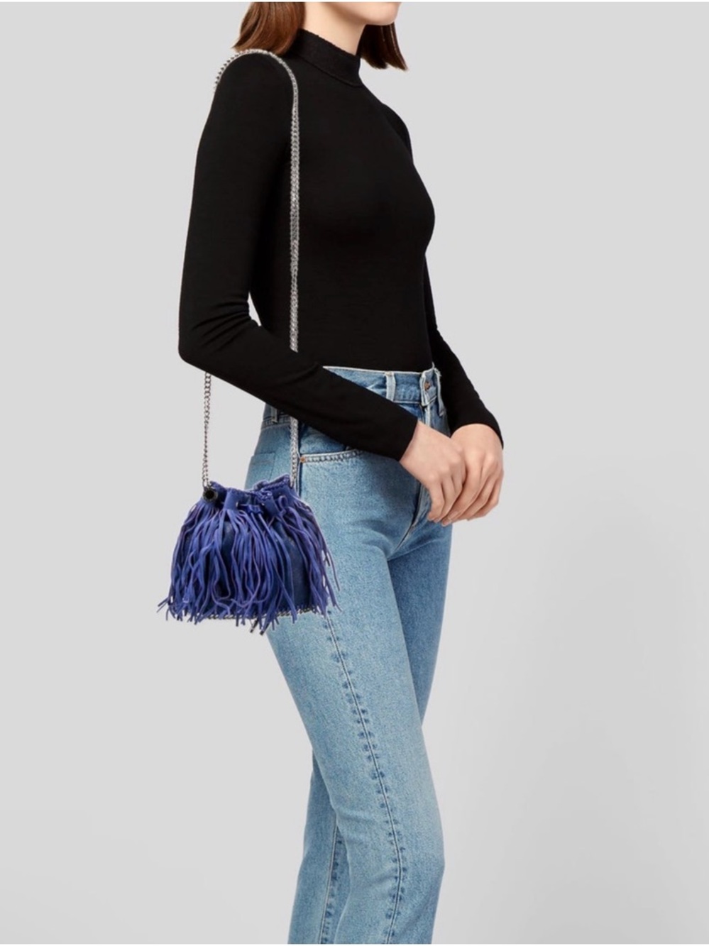 Stella McCartney Shaggy Deer Fringe Falabella Mini Bucket Bag EUC - Picture 5 of 10